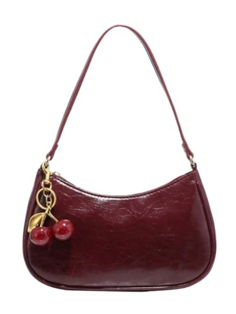 PU Leather Shoulder Bag Zipper Purse Cute Underarm Retro Style Women's